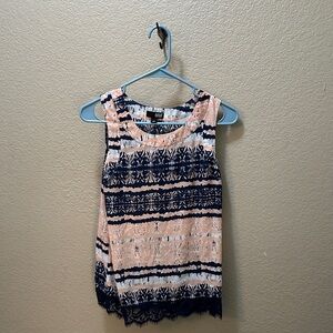 a.n.a Pink & Navy Lace-Trim Tank Top